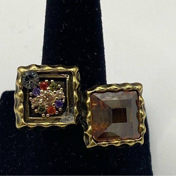 Carolina Herrera Luxury Vintage Dual Stone Ring from the 80s Gold Plated B/6.5” - Picture 12 of 13